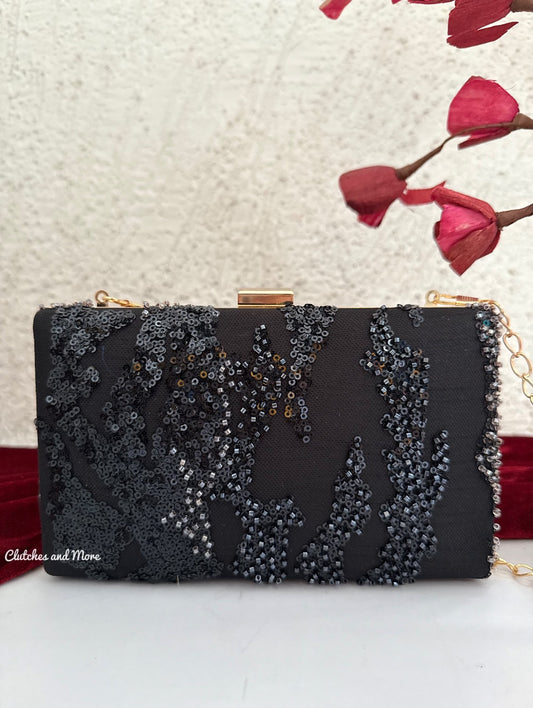 Black Shimmer Party Clutch