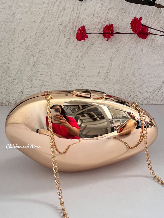 Capsule Deconstructed Metal Reflector Clutch Gold
