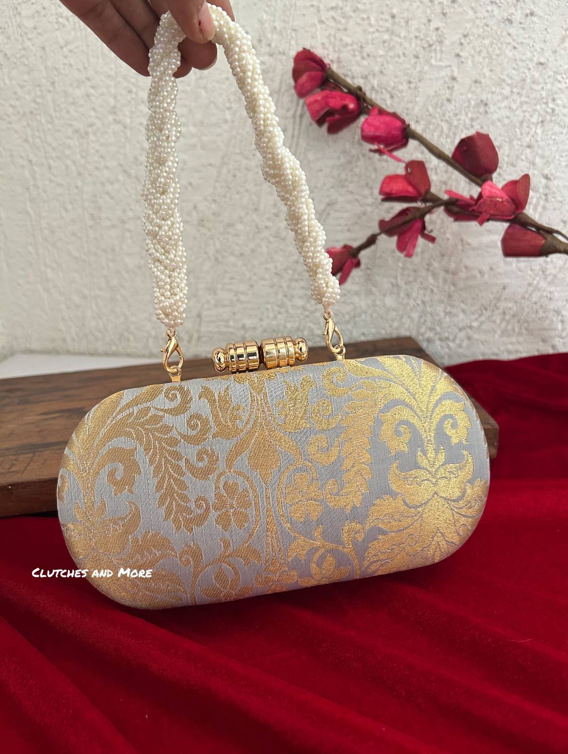 Adaa Banarsi Clutch Silver