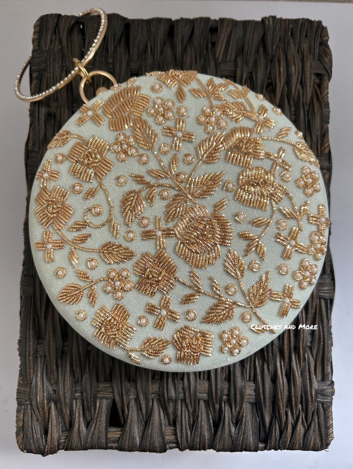 Aanya Light Blue Round Clutch