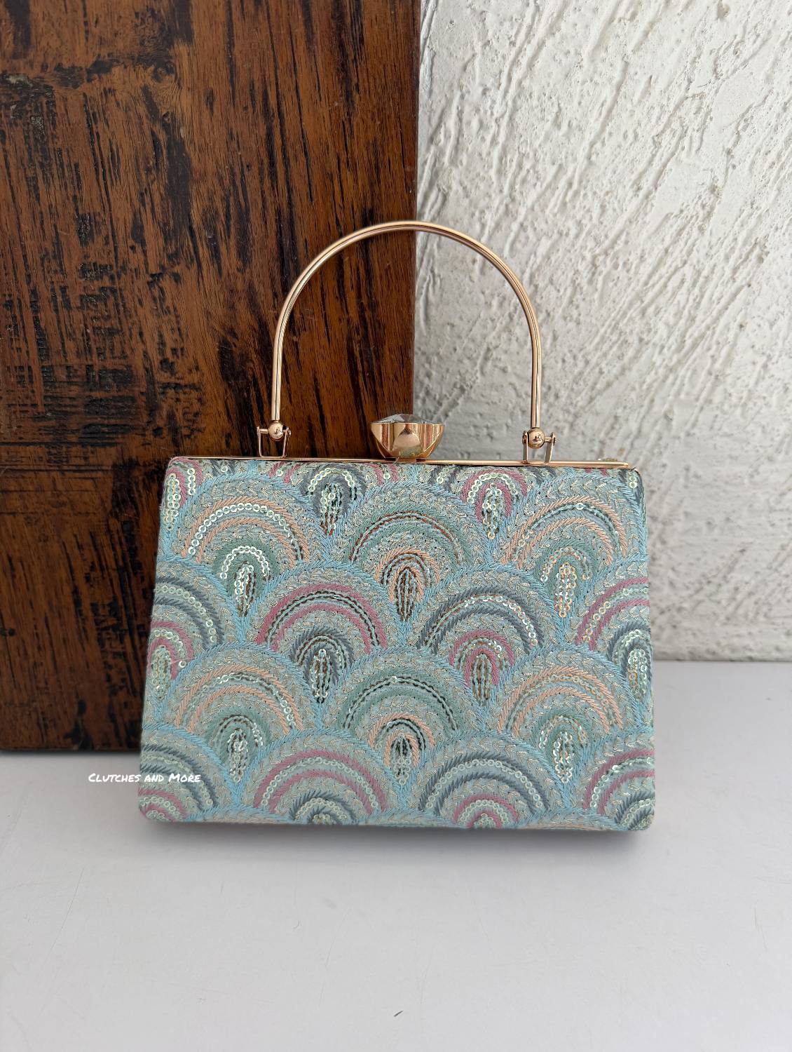 Rainbow Chikankari Bag Blue