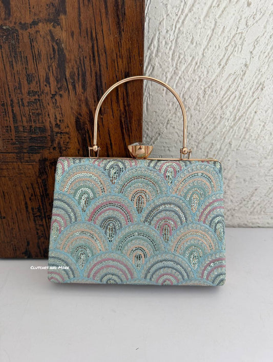 Rainbow Chikankari Bag Blue