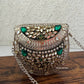 Kasika Kundan Brass Clutch Mini Silver