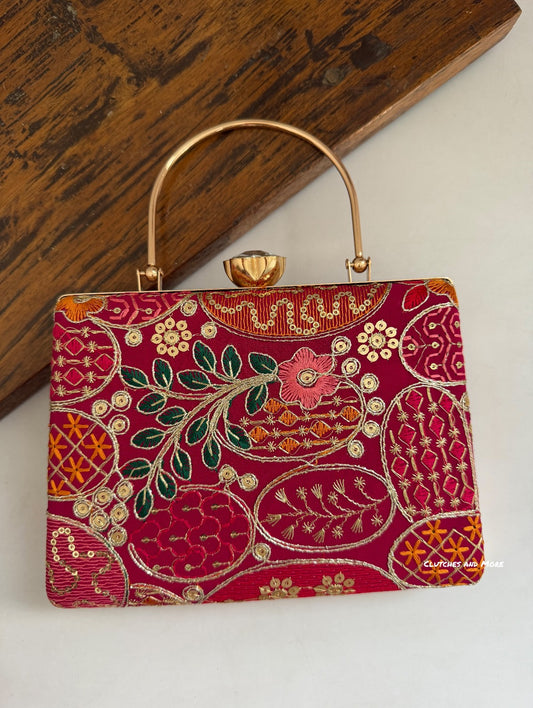 Lakhnawi Chikankari Bag Pink