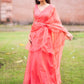 Peach Organza Pre Draped Saree Lehenga by Dorie