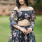 Black Floral Organza Lehenga by Dorie