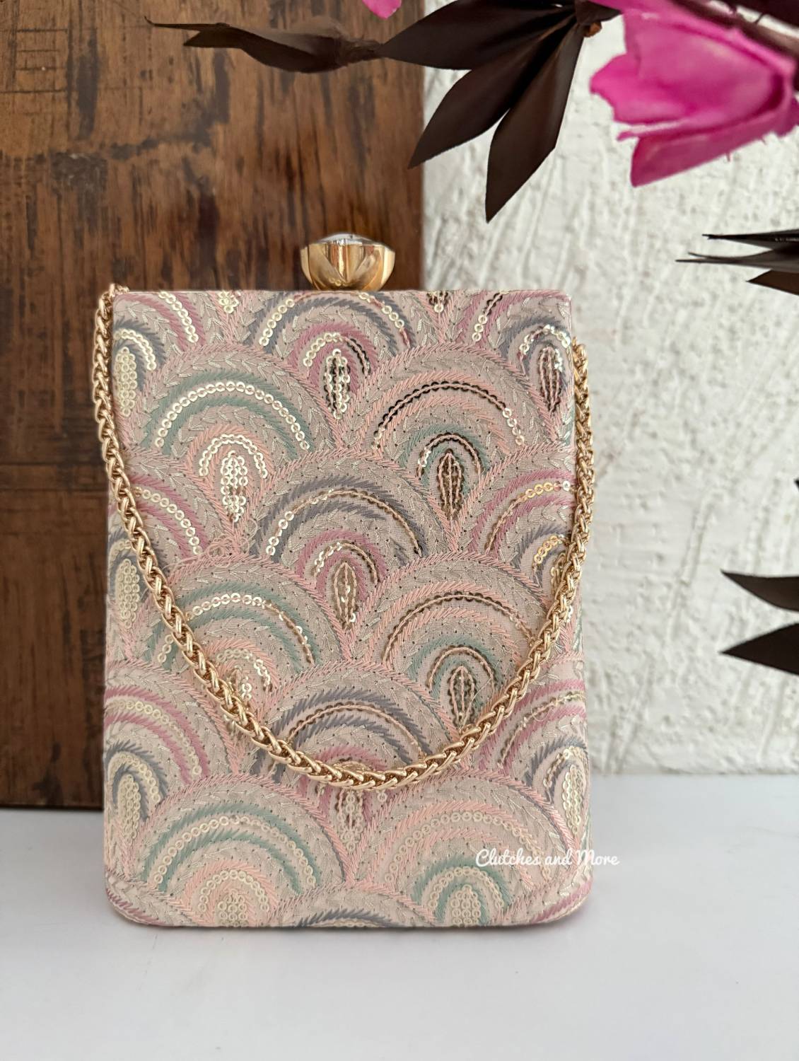 Ibadat Chikankari Bag Peach