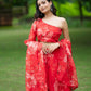 Red Organza Lehenga by Dorie