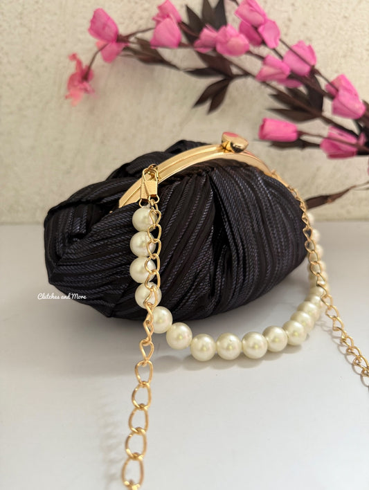 Crush Black Shimmer Batua bag
