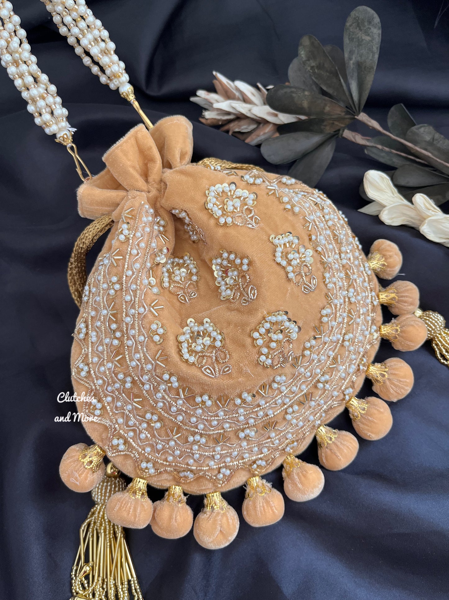 Gold Ball Tassles Potli