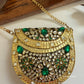 Kasika Kundan Brass Clutch Mini Green