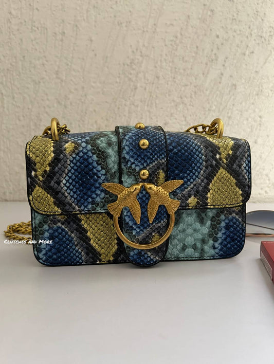 Animal print Sling Bag Blue Green