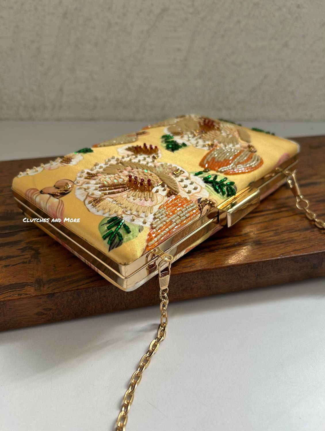 Poppy Yellow Floral Clutch