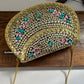 Kasika Kundan Brass Clutch with Pink Blue