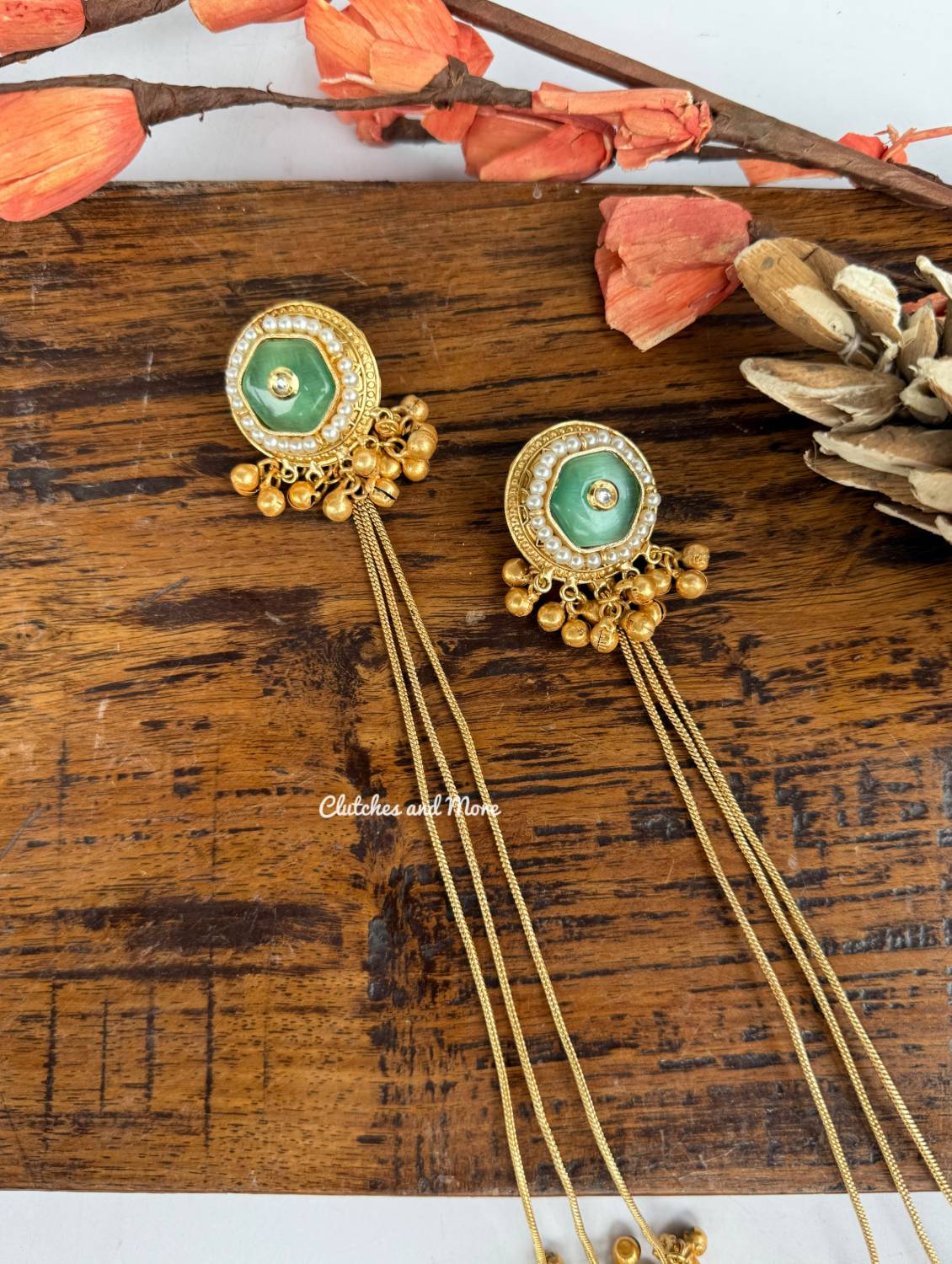Jannat String Earrings Mint Green