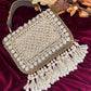 Premium Pearl Tassel Flap Bag Grey