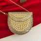 Kasika Kundan Brass Clutch Mini Silver Pearl