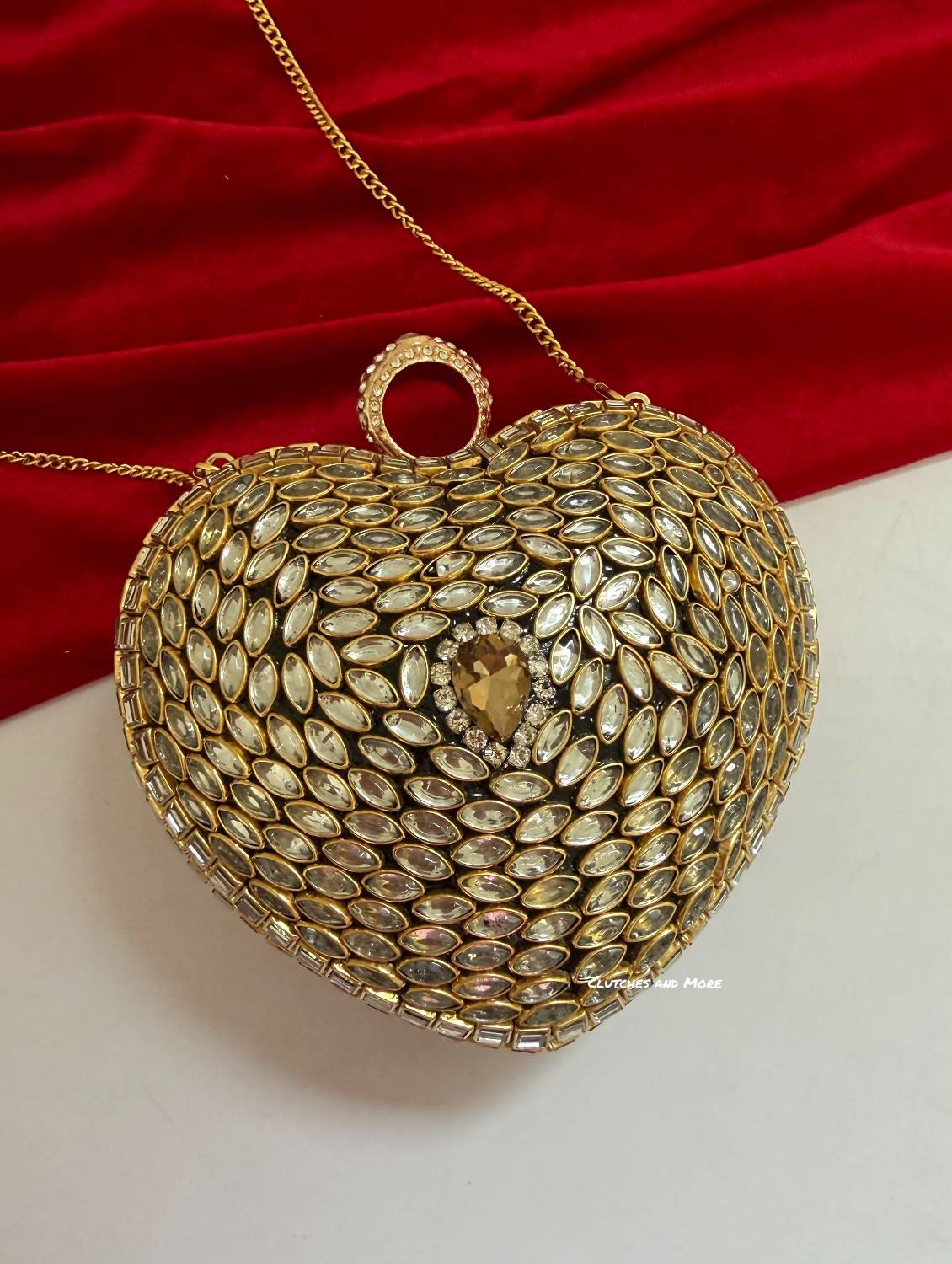 Kiana Kundan Heart Clutch Mini Multicolored
