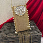 Brass Mother of Pearl Mobile Bag Gold