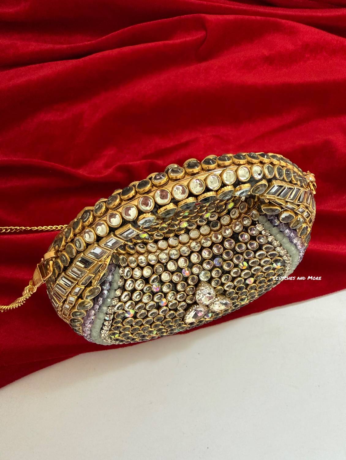 Kiana Kundan Clutch Mini Multicolored