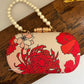 Paradise Red Multicolored Floral Clutch