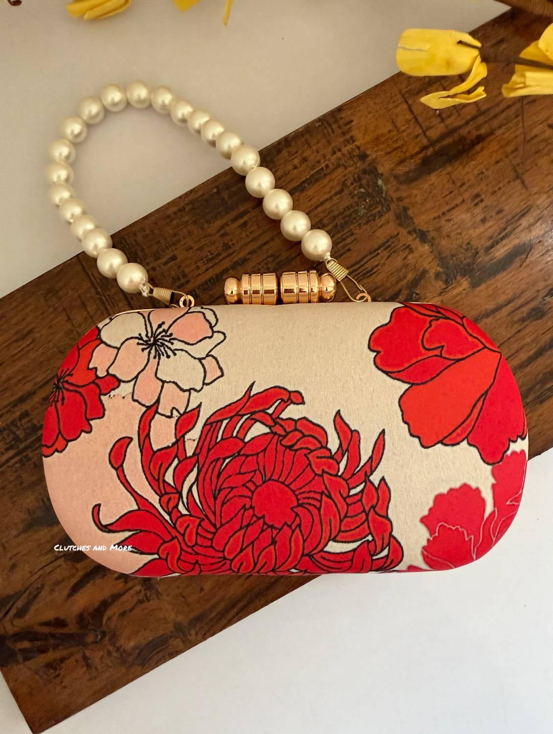 Paradise Red Multicolored Floral Clutch