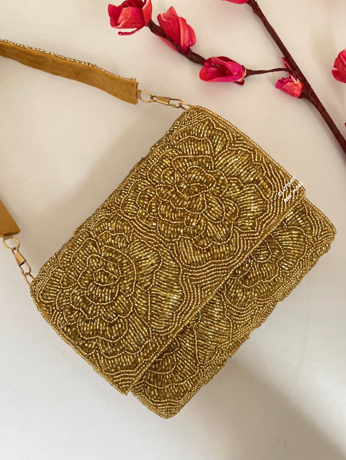 Gold Rose Flap Bag