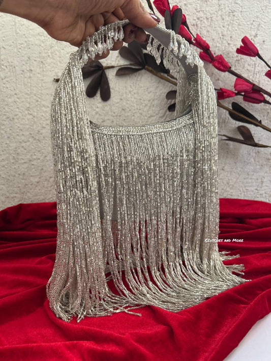 Ava Luxe Moon Fringes Bag Silver