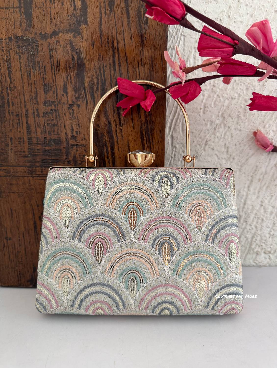 Rainbow Chikankari Bag White