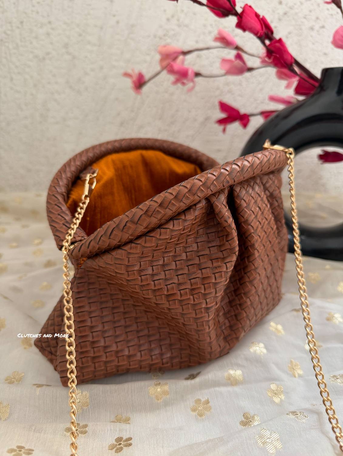 Woven Batua Bag Tan Brown