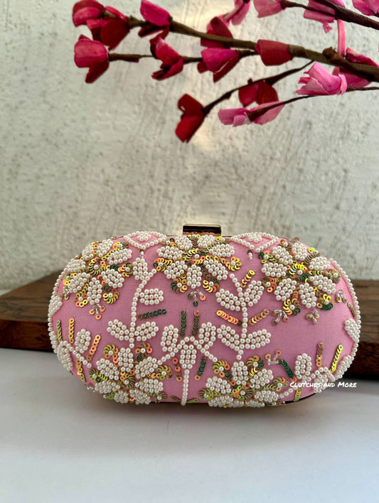 Alya pink capsule Clutch