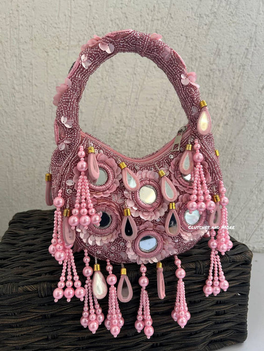 Chandni Pink Mirror Bag