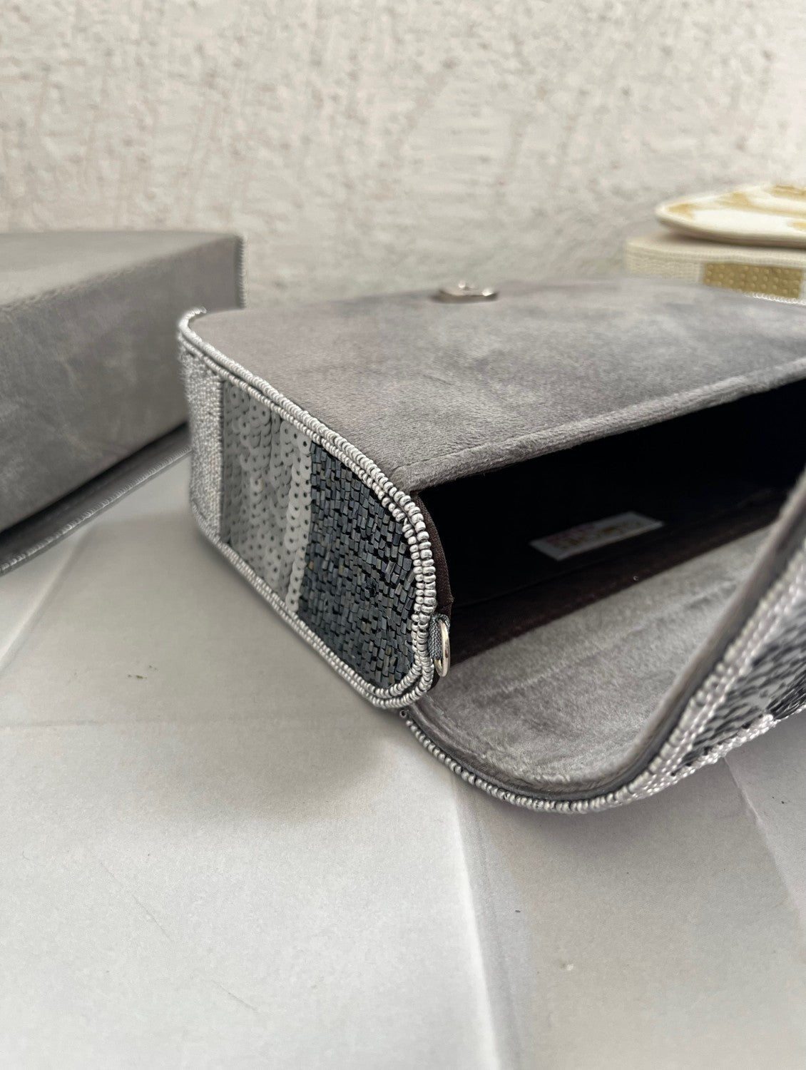 Silver Grey Flap Bag