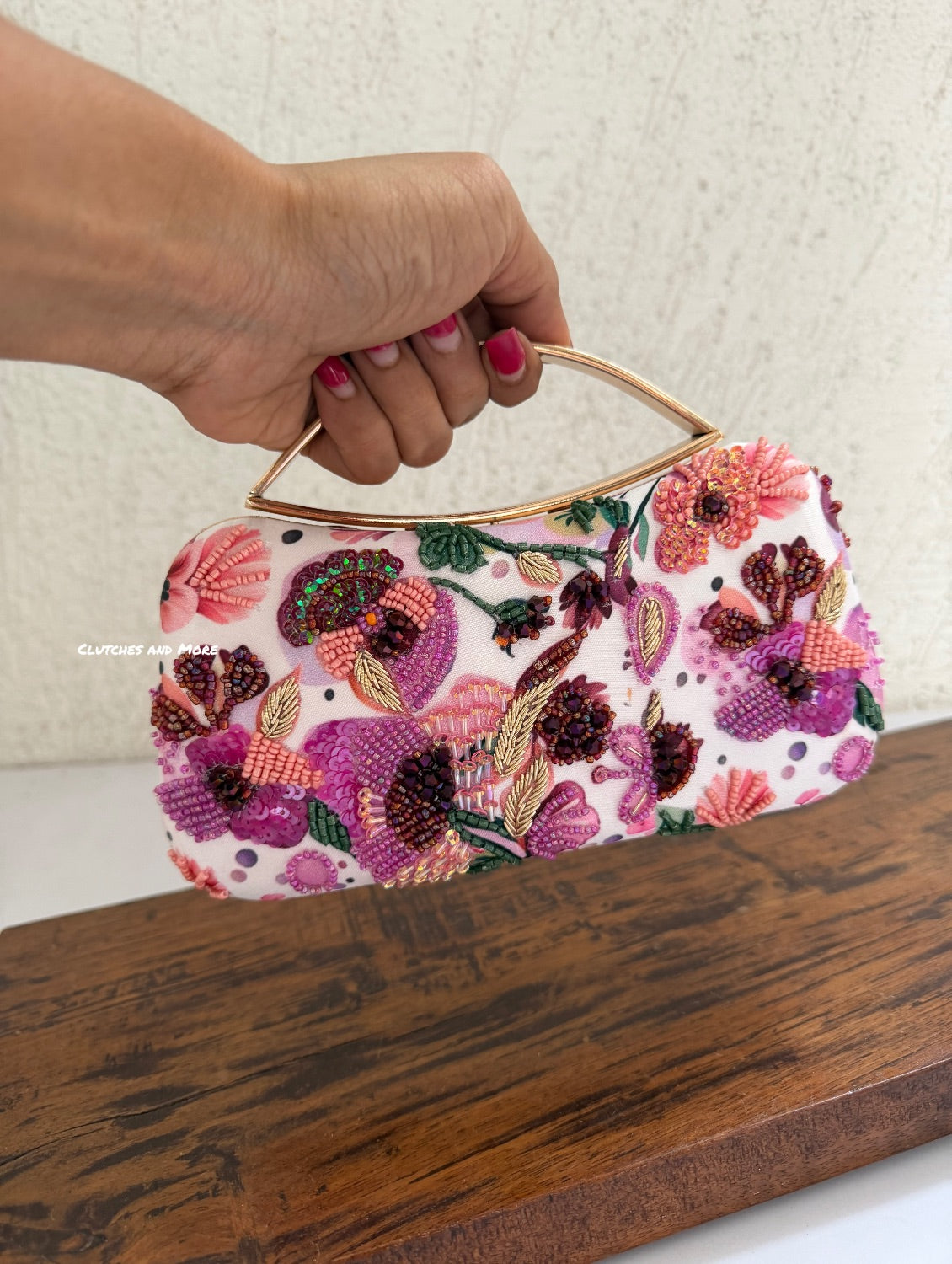 Poppy Floral Capsule Clutch Pink Multicoloured