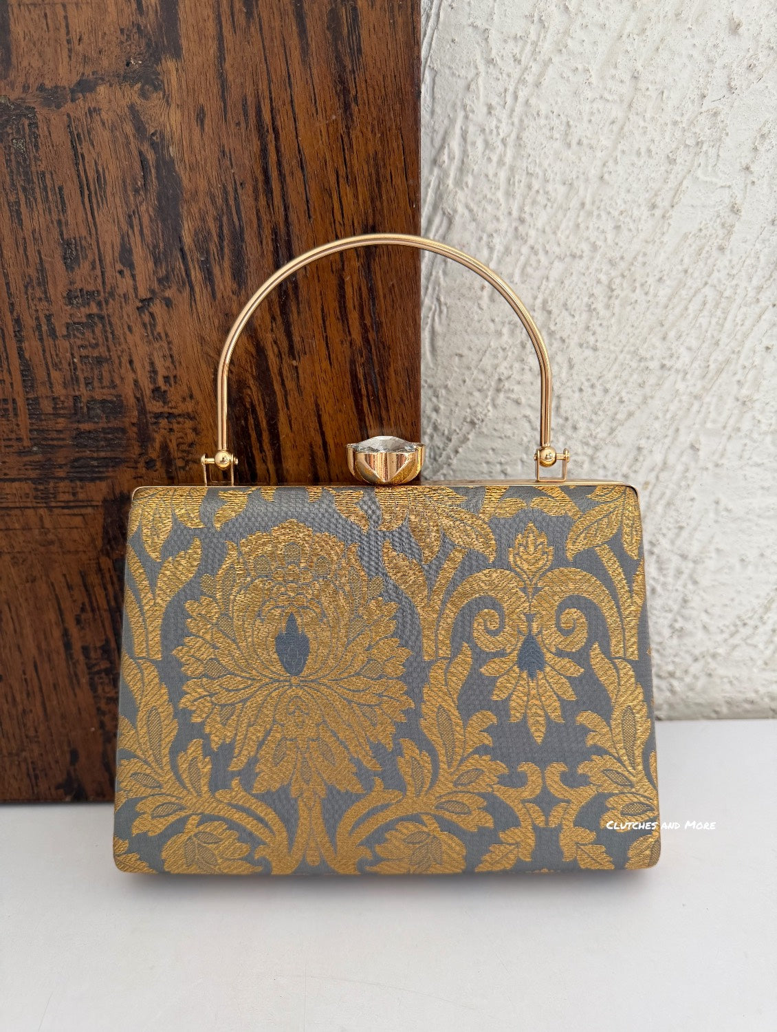 Hoor Banarsi Clutch Grey