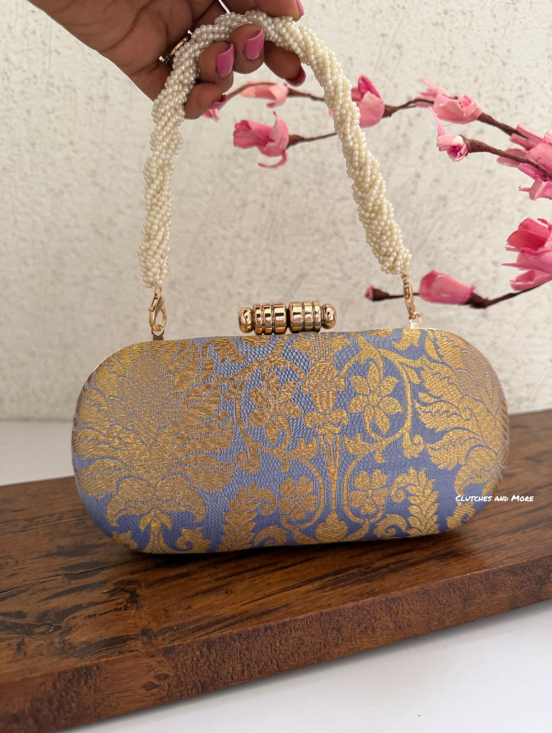 Adaa Banarsi Clutch Silver