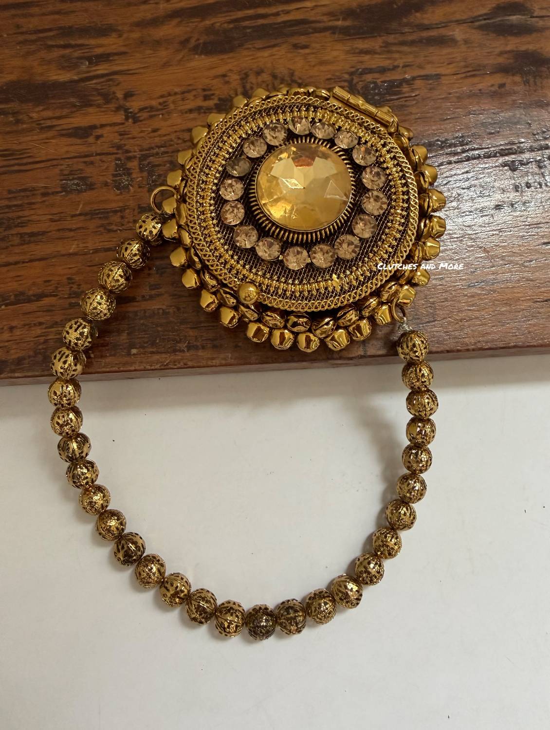 Mini Metal Round Ghunghroo Bag Gold