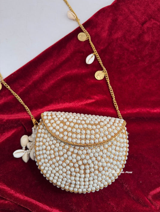 Boho Pearl Mini Shell Bag
