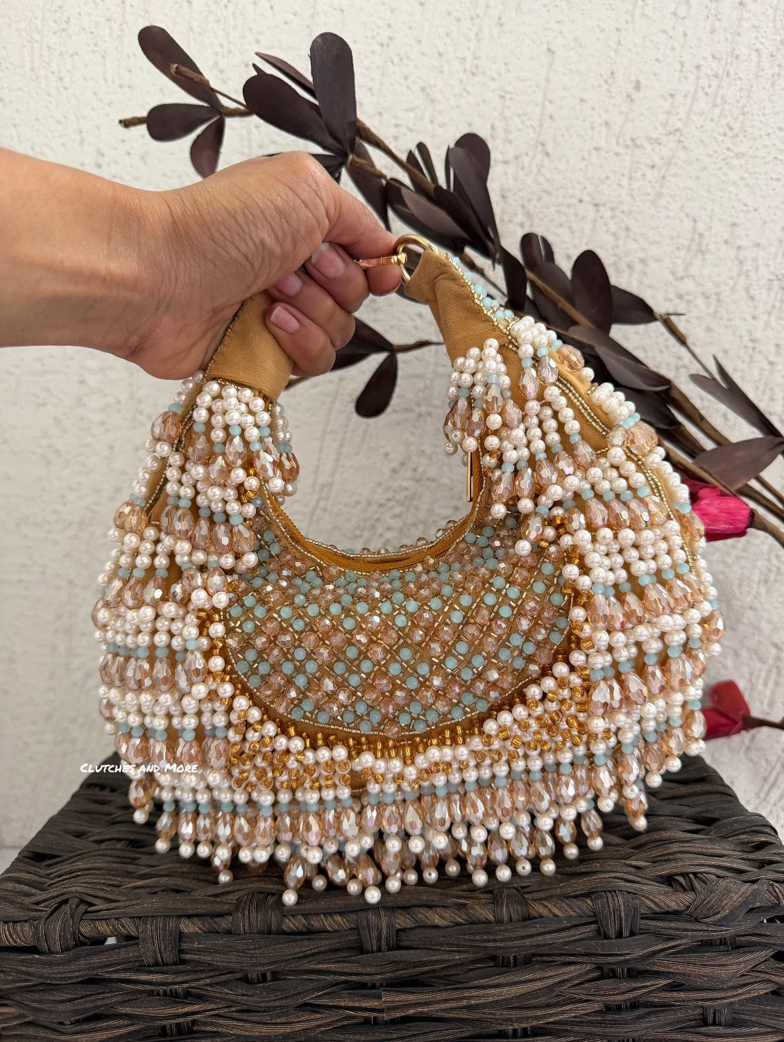 Alice Crystal Bag Gold White
