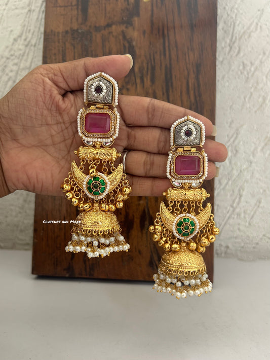 Advaita Kashmiri Earrings Pink Green