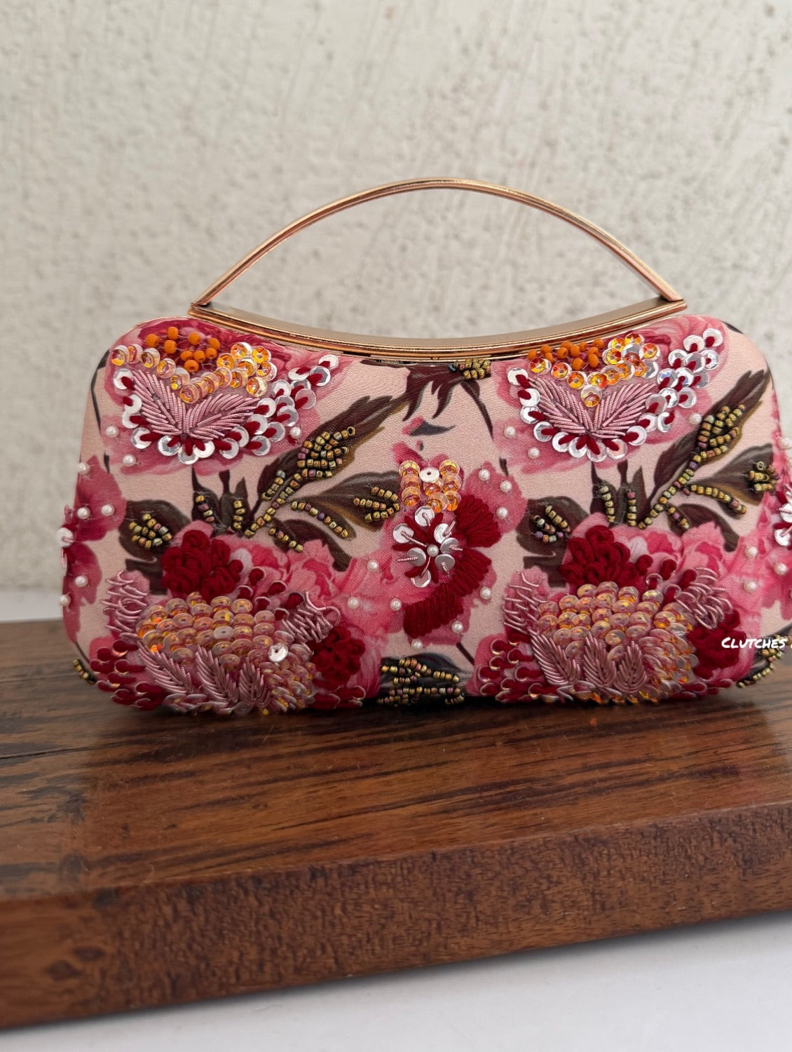 Poppy Floral Capsule Clutch Pink Red Multicoloured
