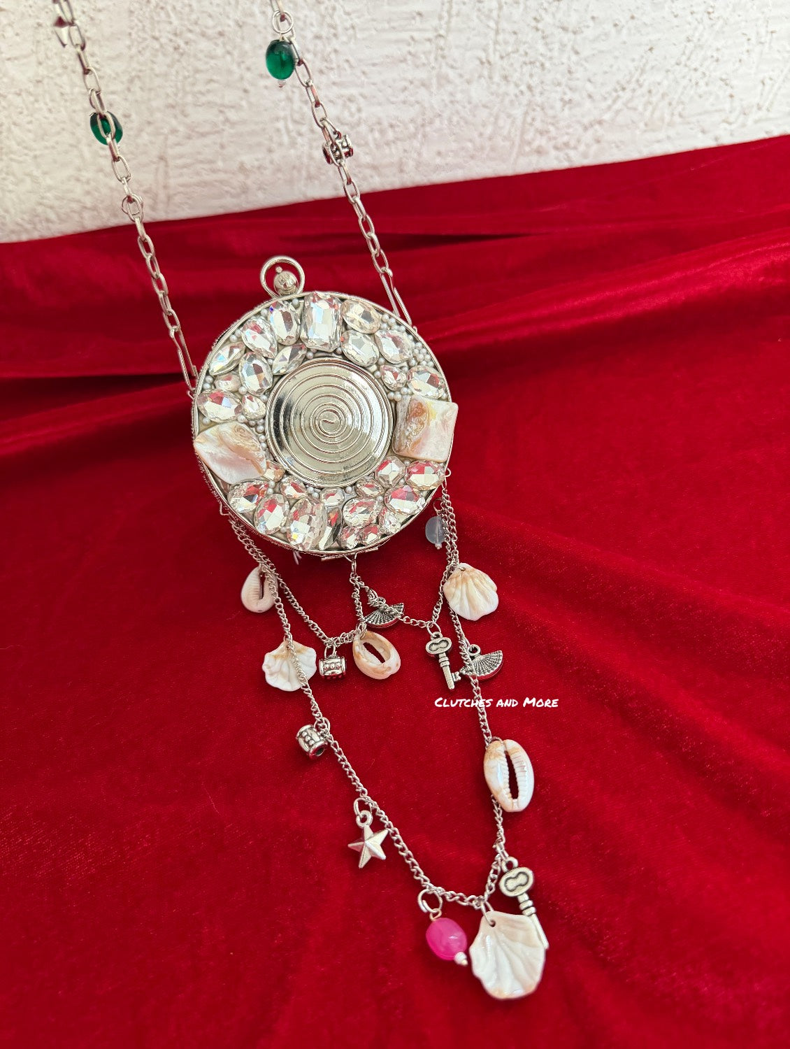 Mini Mother of Pearl Clutch Round Silver
