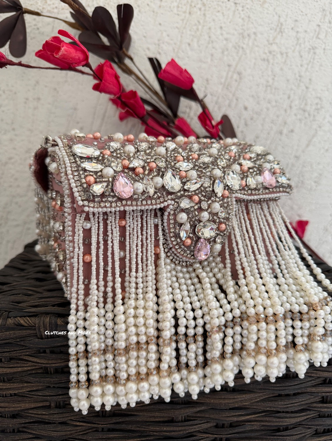 Premium Tassle Box clutch Onion Pink