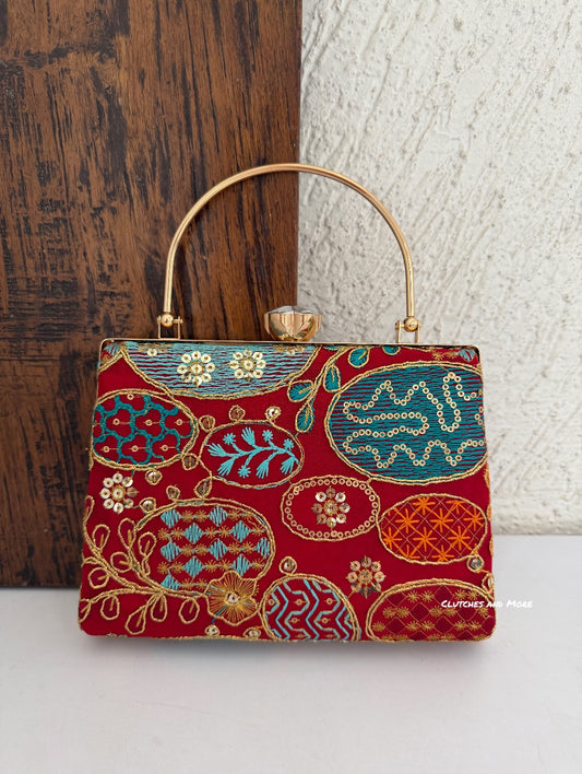 Lakhnawi Chikankari Bag Red (Copy)