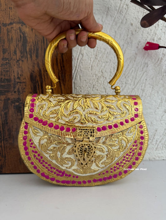 Multcolored brass clutch with Gold Base