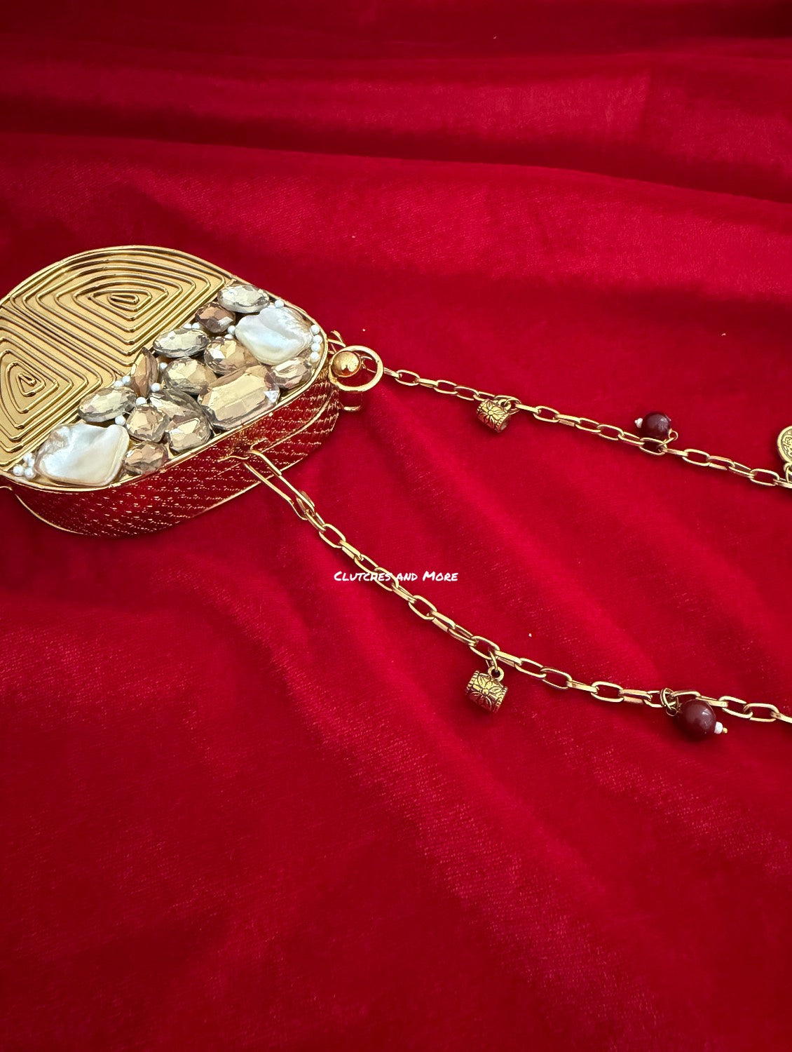 Mini Mother of Pearl Clutch Avacado Gold