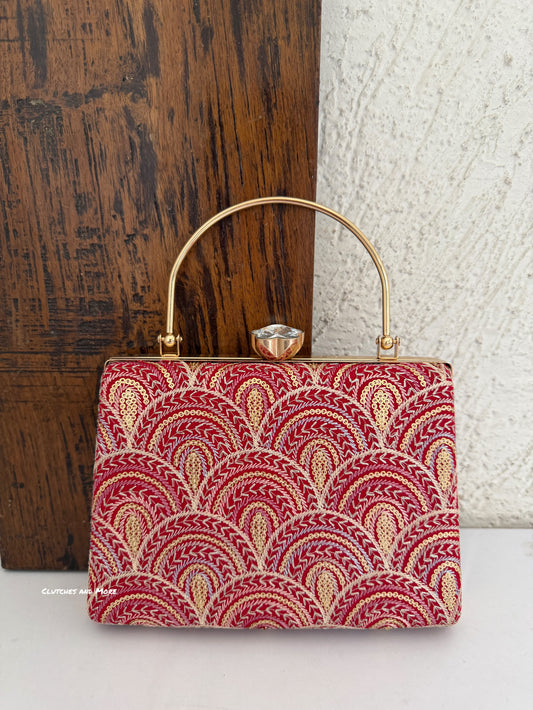Rainbow Chikankari Bag Red