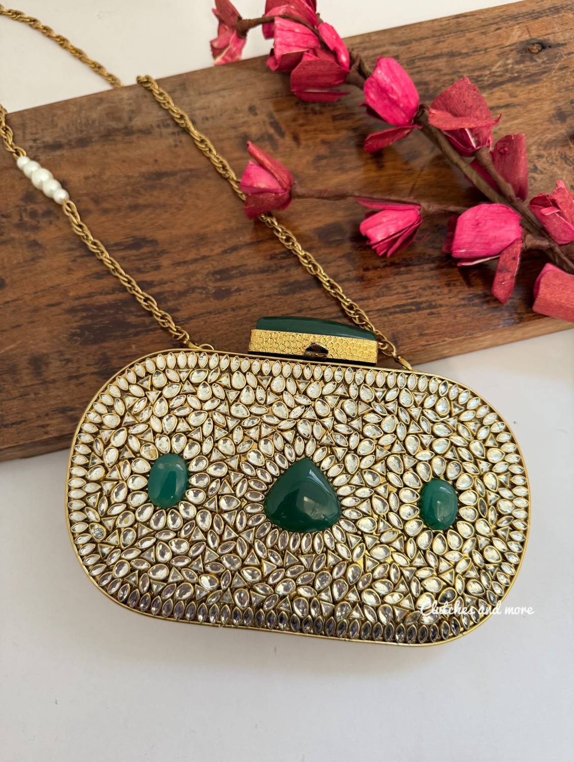 Aadya Kundan Mother of pearl luxury clutch