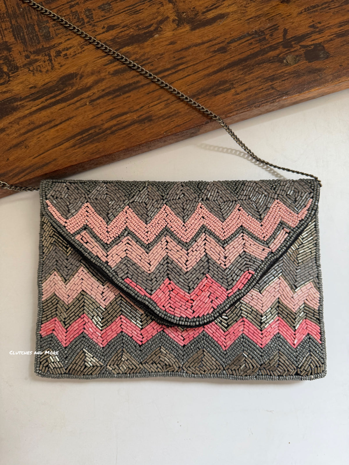 Grey Pink  Envelope Bag