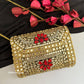 Kashish Kundan Brass Clutch Gold Red